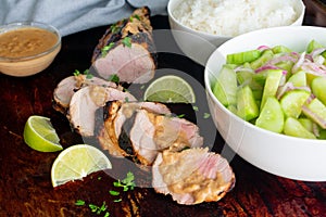 Grilled Thai Pork Tenderloin with Coconut Lime Peanut Sauce