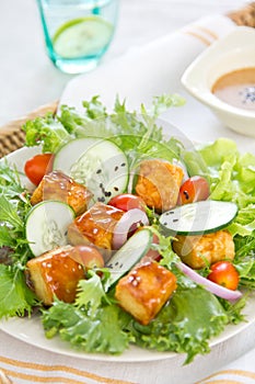 Grilled Tofu salad with sesame dressing