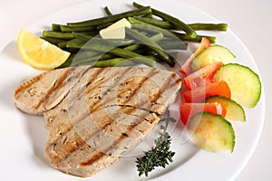 Grilled tuna steak meal