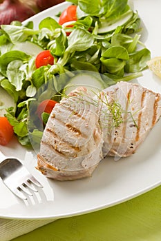 Grilled Tuna Steak with Salad