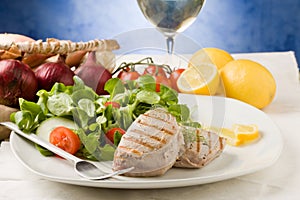 Grilled Tuna Steak with Salad