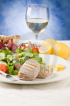 Grilled Tuna Steak with Salad