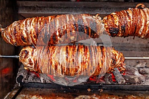 Grilled Turkish street food Kokorec