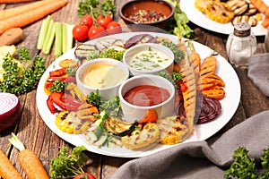 Grilled vegetable and dips