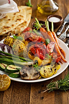 Grilled vegetables and chicken