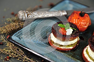 Grilled vegetables with goat cheese