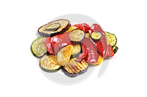 Grilled vegetables isolated on white