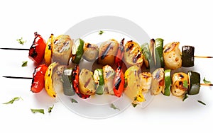 Grilled Veggie Medley on White Background