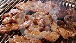 Grilled Wagyu Steak on Charcoal at Korean BBQ