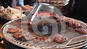 Grilled Wagyu Steak on Charcoal at Korean BBQ