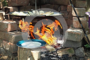 Grilled Zucchini and fire photo