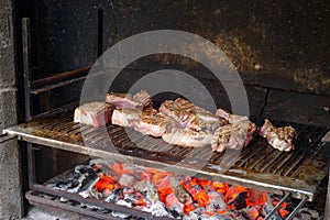 Grilling beef meat