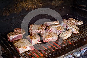 Grilling beef meat