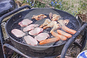 Grilling chicken and meat