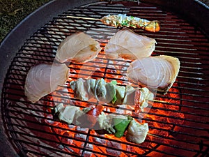 Grilling Extravaganza: Sizzling Seafood, Chicken, and Veggie Skewers on the Grill
