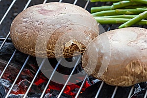 Grilling portobello mushrooms