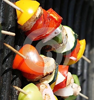 Grilling shishkabobs