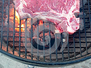 Grilling T-bone steak