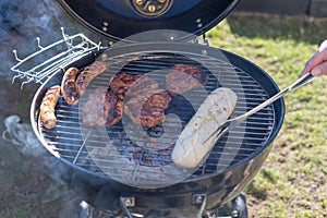 Grilling time! Grill, garden, green grass and good weather