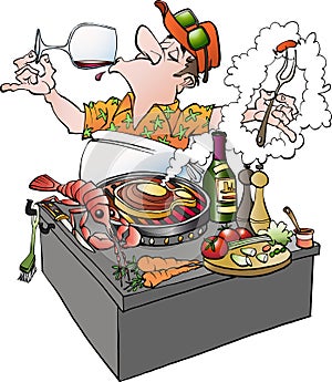 A grillmaster tasting vine