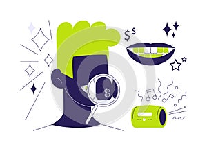 Grillz teeth abstract concept vector illustration.