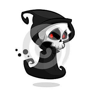Grim reaper cartoon character isolated on a white background. Halloween vector death character
