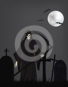 Grim Reaper on cemetery photo