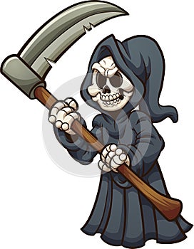 Cartoon grim reaper with scythe photo