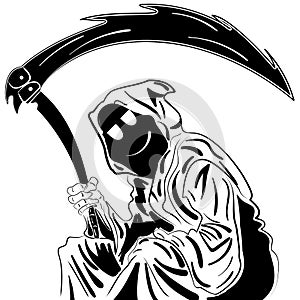 Grim Reaper. Illustration. ink sketch hand drawn