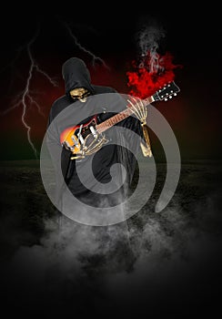Grim Reaper Play Electric Guitar