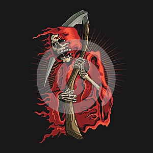 Grim reaper with scyth illustration vector graphic