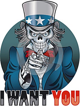 Grim reaper uncle sam pointing