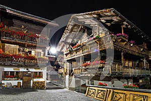 Grimentz townscape at night