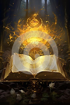 Grimoire of forbidden knowledge, its ethereal glow hinting at untold powers