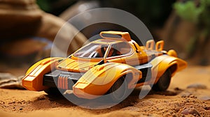 Grimpkin Engineering\'s Iconic Toy Rocket Car: A Dynamic Action Scene In Miniature