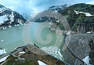 The Grimsel Pass summer landscape with lake (Switzerland).