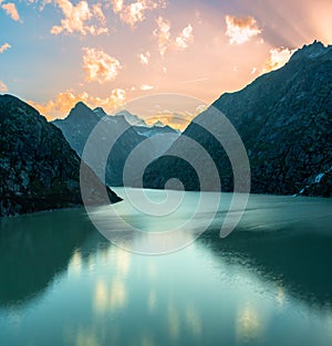 Grimselsee lake at sunset