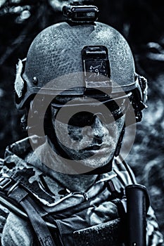 Grimy dirty face of US Army Ranger