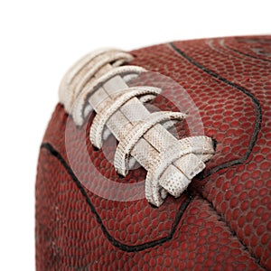 Grimy Old Football Closeup - On White