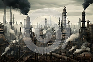 Grimy Smokestacks city. Generate Ai