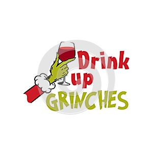 Grinch cheers hand Christmas T-shirt Clipart