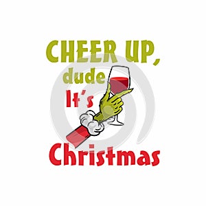 Grinch cheers hand Christmas T-shirt Clipart