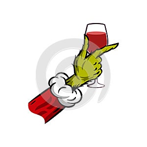Grinch hand Cheers with Drink of Funny jokes Poster