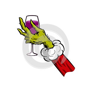 Grinch hand Cheers with Drink Up of Funny jokes Clipart