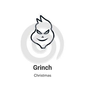 Grinch outline vector icon. Thin line black grinch icon, flat vector simple element illustration from editable christmas concept photo