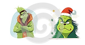 Grinch sticker With Ornament Christmas vector