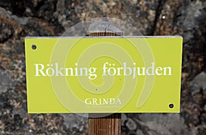 A sign on the island of Grinda in the Stockholm archipelago