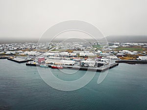 Grindavik fishing town by the sea in Iceland