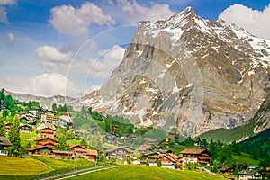 Grindelwald alpine village near Interlaken in the canton of Bern, Swiss alps