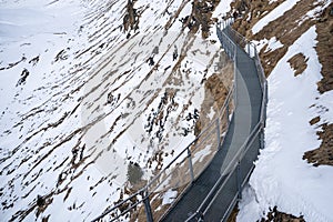 Grindelwald first, Switzerland .First Cliff Walk viewing platform on the First mountain in Grindelwald with Alpine views